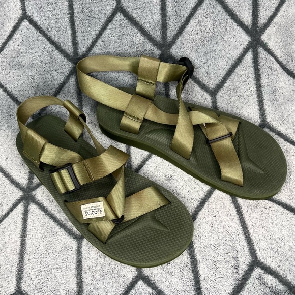 Suicoke Olive Green Ripstop Chunky Open Toe Sandals - Picture 1 of 7